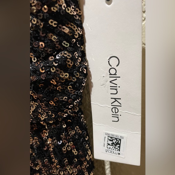 NWT Calvin Klein Sequins Cocktail Dress Bronze Black Size 10 - Picture 5 of 10